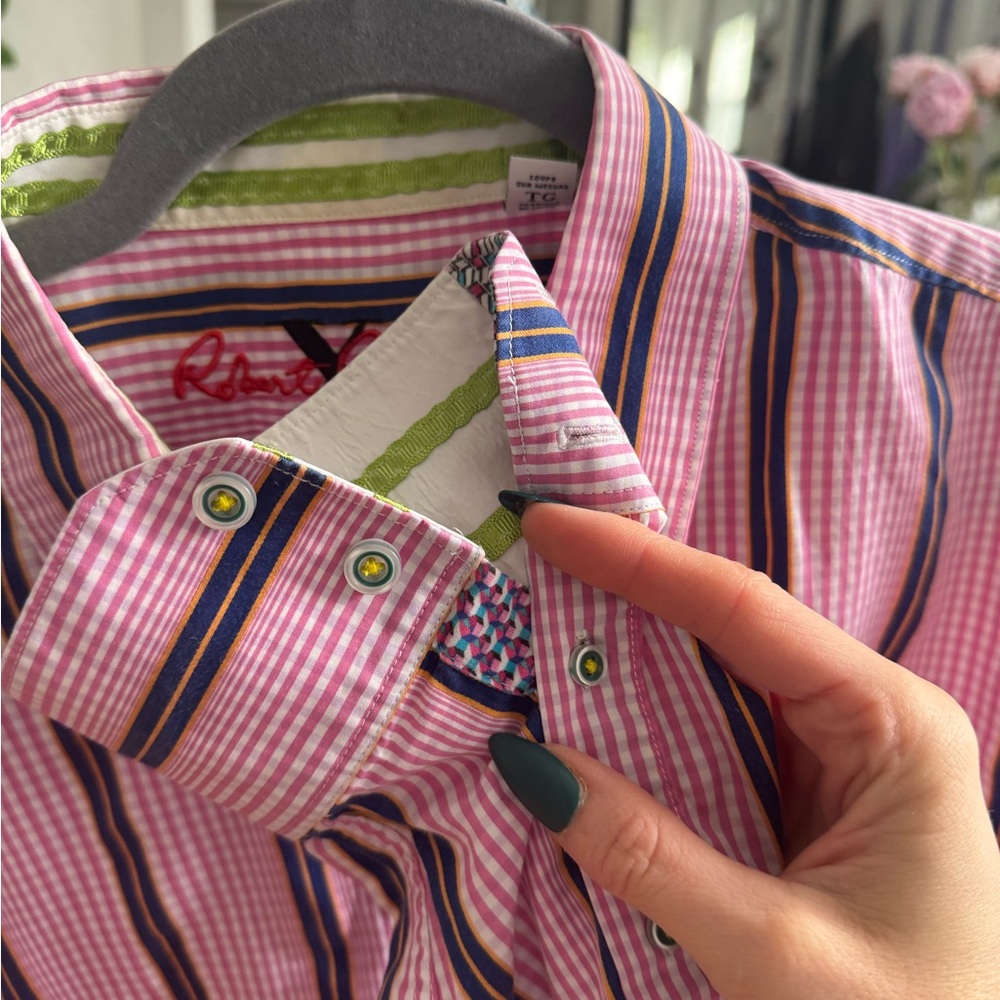 Robert Graham Pink and Blue Checkered Shirt